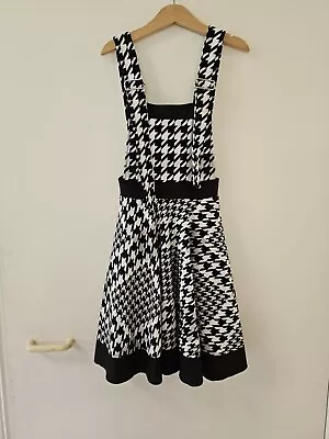 BLACKMILK Pinafore Pocket Houndstooth Black White Skater Skirt XXS 2XS New Tags • $18