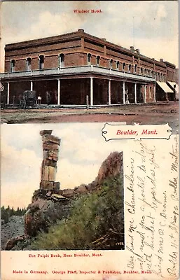 Postcard The Pulpit Rock And Windsor Hotel Boulder Montana Postmarked 1907 • $7.99