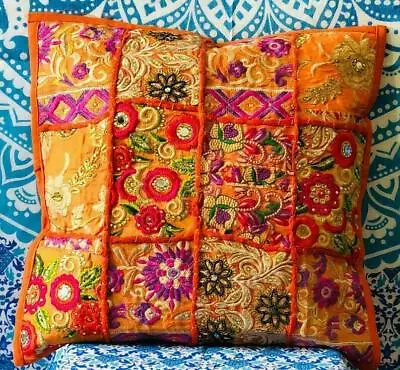 Patchwork Pillow Cover Handmade Vintage Cushion Cover Indian Pillow Covers • $20.99