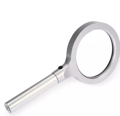 12 LED Magnifying Glass 5X 10X 85mm Zinc Alloy Metal Hand Held Magnifier • $20.51