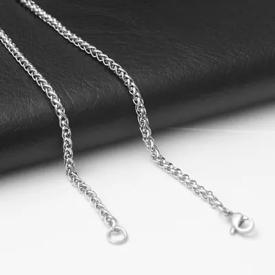 2.5mm 316L Woman Man Stainless Steel Wheat Braided Chain Necklace 16''-36''  • $6.60