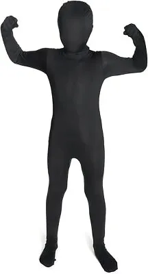 Kids Black Morphsuit Boys Girls Halloween Fancy Dress Costume Skin Suit • $34.95