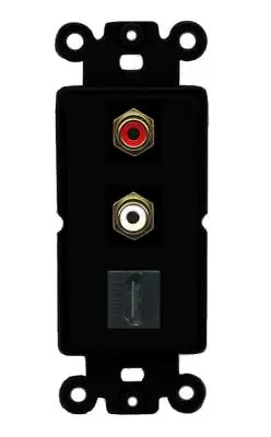 2 Port RCA Stereo HDMI F-F Wall Plate DecorZ ROCKER [ BLACK ] • $12.44