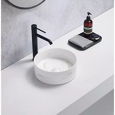 Aurora Round Countertop Basin Marble White - 301 X 301mm • £55