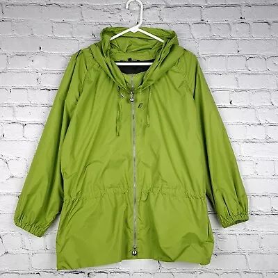 MARIMEKKO Jacket Womens  Medium Green Cinched Waist Oversized Hood Windbreaker • $58.88