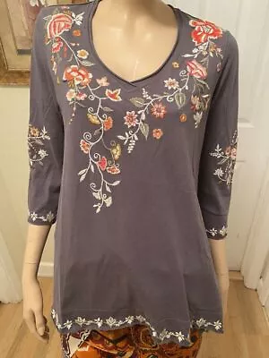 NWT Caite Kyla Seo Handmade Embroidered Rosie Top Size S Small V-Neck 3/4 Sleeve • $24.97