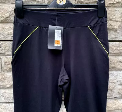 New Tags Ladies M&S Cotton Rich Active Exercise Fitness Black Crop Trousers 10 • £5.50