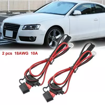 2ft 18AWG SAE To Ring Terminal Harness Connect With Waterproof Cap For Car 2pcs • $12.82
