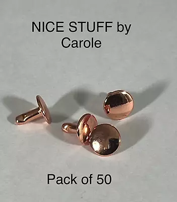 Rose Gold Double Cap Rivets-9x8mm. Pk Of 50  Handbag Making Belts Leatherwork • £4.50