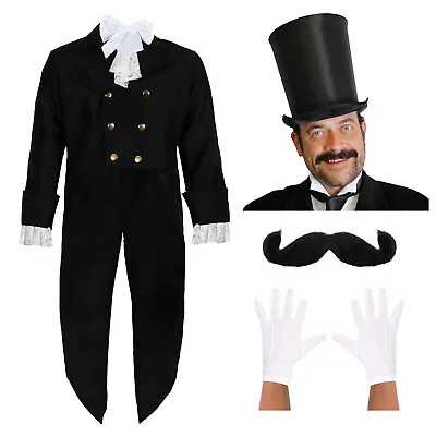 Posh Victorian Man Christmas Caroller Dickensian Gentleman Fancy Dress Costume • £30.99