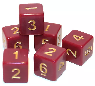 New Set Of 6 Numbered D6 Six Sided Standard 16mm Game Dice - Opaque Dusty Rose • $9.95