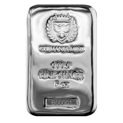 Germania Mint 5oz Silver 999.9 Cast Bar • $274.95