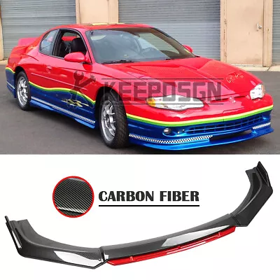 For Chevrolet Monte Carlo 2000-2007 Carbon+Red Front Bumper Lip Splitter Spoiler • $85.37