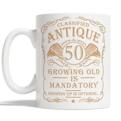 50th Birthday Mug For Men Vintage Coffee Cup 50 Gift Idea Present Funny Dad • £13.95