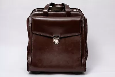 Jack Georges Milano Collection Vertical Laptop Traveler Wheeler Brown Bag • $139.95