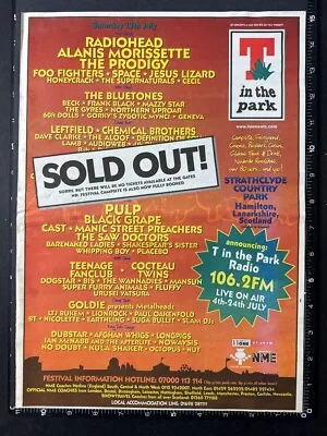 T IN THE PARK SOLD OUT - RADIOHEAD 1996 15X11  Press Advert Poster L273 • £12.99