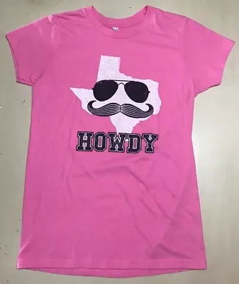 PINK HOWDY From Texas Mustache Shades T-Shirt - Ladies Medium - Howdy Folks ! • $2.95