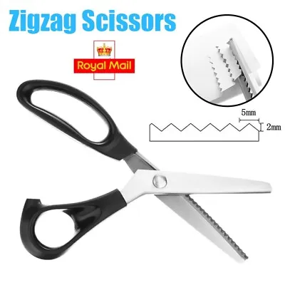 Stainless Steel Zig Zag Scissors Dressmaking Sewing Craft Fabric Pinking Shears • £5.69