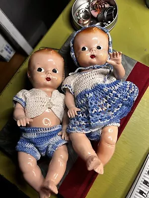 Pair Of 1931 Vintage Effanbee 9  PATSYETTE Composition Dolls. Boy/Girl Crochet • $35