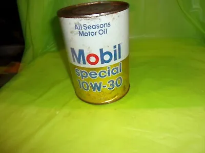 Vintage Mobil Special 10w-30 All Weather Round One Quart Empty Paper Can • $9