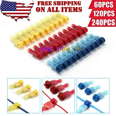 240PC T-Taps Wire Terminal Connectors Insulated 22-10 AWG Quick Splice Combo Kit • $6.19