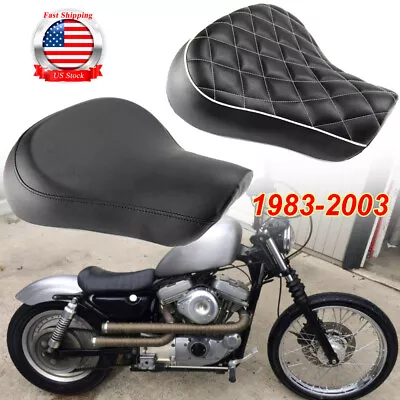 Black Front Driver Solo Seat For Harley Sportster XL883 1200 Bobber Motorcycle • $64.81