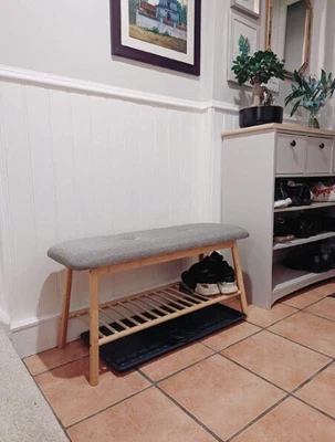 £86.73 • Buy Rustic Shoe Rack Storage Hall Bench With Seat Cushion Entryway Hallway Minimal