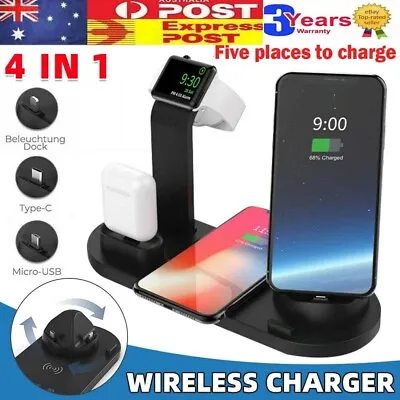 $12.99 • Buy Fast Qi Wireless Charger Charging Dock Station For AirPods IWatch IPhone 14 Pro