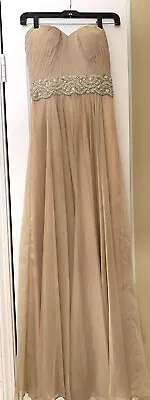 La Femme Strapless Full-Length Chiffon Prom Dress Gold Size 00 • $79