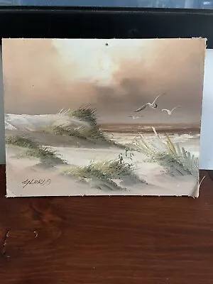 Small Vtg Original Oil 8x10 Painting Ocean Beach Landscape Decor Signed Gloria • $19.95