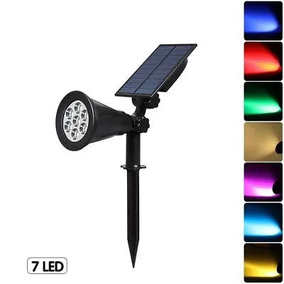 7LED Solar Spot Lights LED Colour Changing Projection Stake Garden Light Outdoor • £10.99