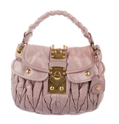 100% Authentic Miu Miu_matelassÉ Pleated Leather Coffer Bag_pale Pink_beautiful • $410.95