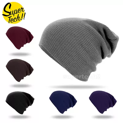 Men Women Baggy Cap Slouch Oversize Hat Ski Beanie Winter Knit Warm AU • $8.99