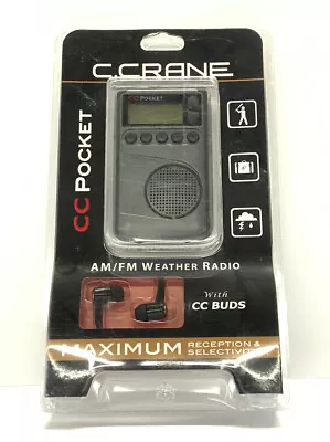 NEW! C.Crane CC Pocket AM FM NOAA Weather Radio Clock Alarm Sleep Timer Earbuds • $80