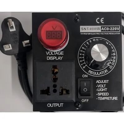 220V 4000W Variable Voltage Regulator Single Phrase Motor Fan Control Controller • £15.99