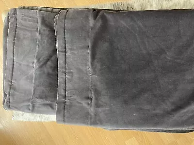 Ikea Sanela Velvet Dark Curtains Set Of 2 Panels Grey 100% Cotton  • £30