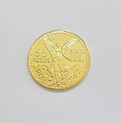 1947 Mexican Centenario 50 Gold Pesos Copy Coin Solid 14k Yellow Gold REAL 14KT • $1970.26