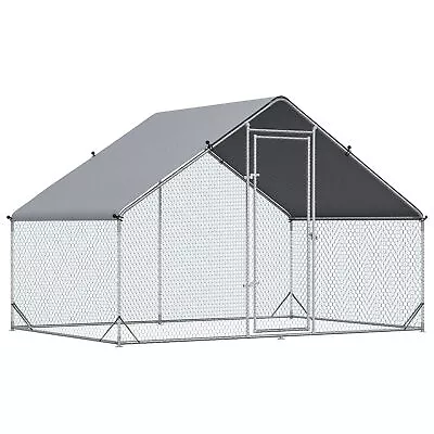 PawHut Walk In Chicken Run Large Galvanized Chicken Coop W/ Cover 3 X 2 X 2m • £162.99