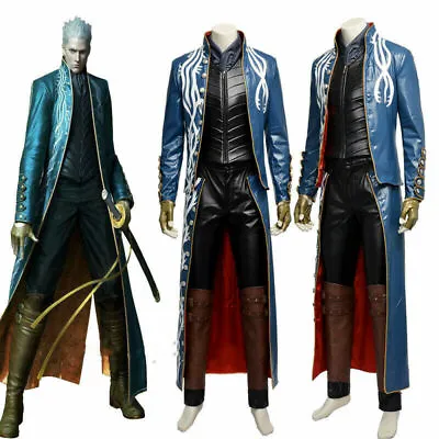 Devil May Cry 3 Vergil Cosplay Costume Men Outfit Halloween Custom Made Devil:a • $59