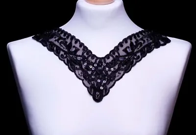 V Shaped Lace Embroidered Neckline Collar Trim - Ladies Dress Applique Motif  • £2.95