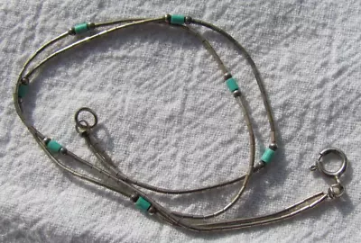 Southwest Liquid Silver 2-Strand Sterling & Turquoise Bead 9.25  Bracelet Anklet • $25