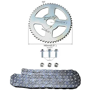 T8F 54T-29mm Rear Sprocket+Chain For Mini Pocket Dirt Bike Scooter ATV GoKart • $32.45