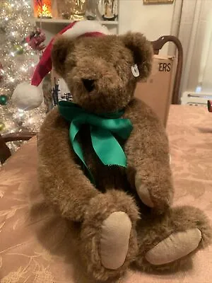NWT. 1992. VTG! Vermont Teddy Bear Company Christmas Bear Santa Hat/Bow. Movable • $28