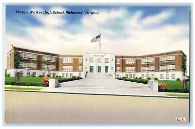 C1940s Maggie Walker High School Exterior Roadside Richmond Virginia VA Postcard • $19.95