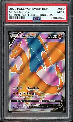 2020 Pokemon Champion's Path Charizard V Elite Trainer Box Promo SWSH050 - PSA 9 • $27.99