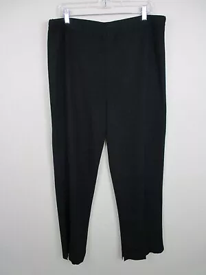 Ming Wang Pants Size 1X Black Acrylic Knit Elastic Waist Pull On Ankle Slits • $35.99