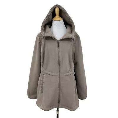 Koolaburra UGG Jacket Womens L Large Taupe Full Zip Super Soft Fleece Hooded • $29.94