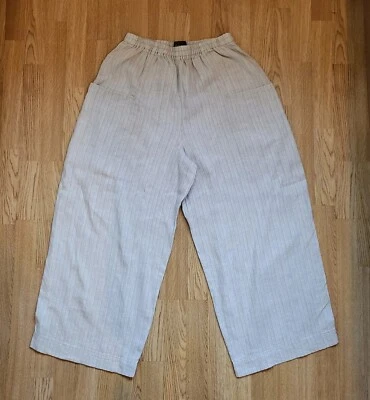 £59.99 • Buy OSKA Linen Trousers SIZE 4 / SIZE 16 Striped Beige Flare Wide Leg