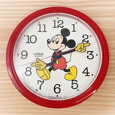 Vintage LORUS Disney Mickey Mouse Wall Clock Quartz Japan 10.25  Red Tested • $19.95