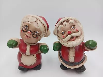 Vintage Handpainted Santa And Mrs. Claus Ceramic Christmas Figurines • $16